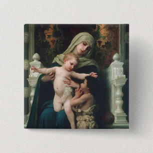 Macaron Carré 5 Cm Madonna et bouton d'enfant