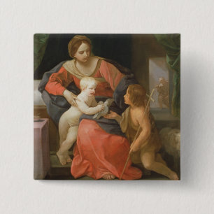 Macaron Carré 5 Cm Madonna et enfant avec St John le baptiste