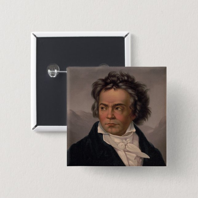 Macaron Carré 5 Cm Maestro Ludwig Beethoven Compositeur de musique sy (Devant & derrière)
