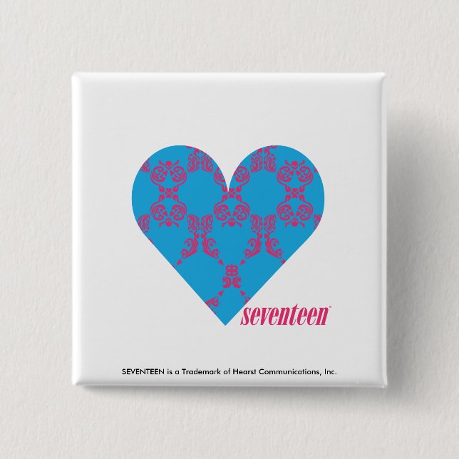 Macaron Carré 5 Cm Magenta-Aqua 3 de damassé (Devant)