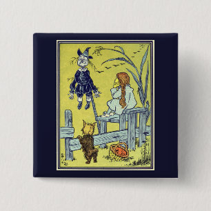 Macaron Carré 5 Cm Magicien d'Oz vintage, Dorothy Toto rencontre l'ép