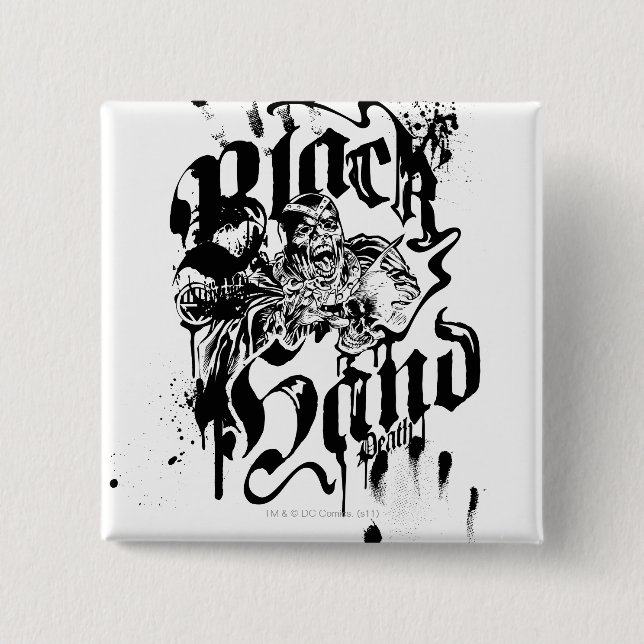 Macaron Carré 5 Cm Main noire - collage (Devant)