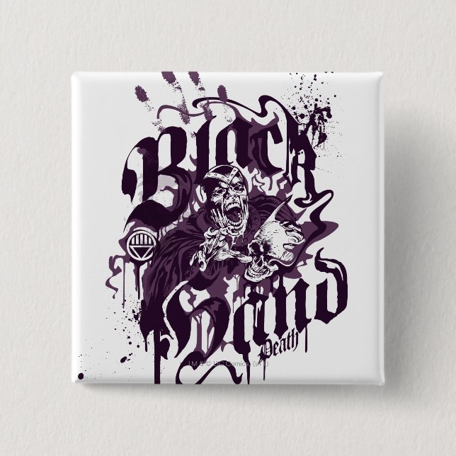 Macaron Carré 5 Cm Main noire - collage pourpre (Devant)