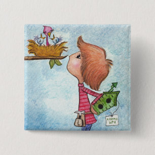 Macaron Carré 5 Cm Maison d'oiseau Cadeau - Accueil Tweet Accueil