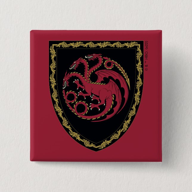 Macaron Carré 5 Cm MAISON DU DRAGON | Maison Targaryen Crest (Devant)