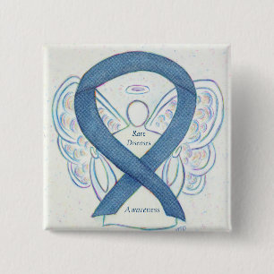 Macaron Carré 5 Cm Maladies rares Denim Sensibilisation Angel Ruban É