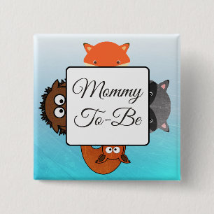 Macaron Carré 5 Cm Maman À Être Bouton Fox Woodlands Thème