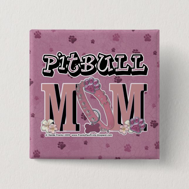 Macaron Carré 5 Cm MAMAN de Pitbull (Devant)