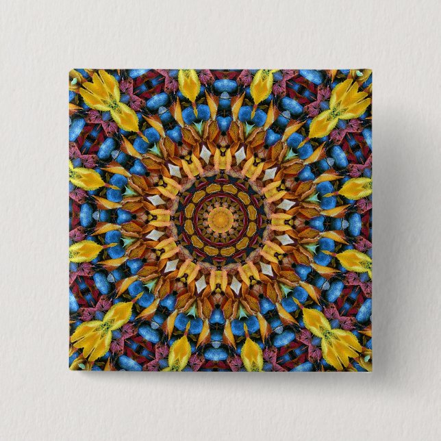 Macaron Carré 5 Cm Mandala géométrique (Devant)