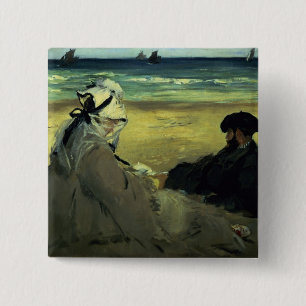 Macaron Carré 5 Cm Manet sur la plage, 1873