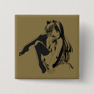 Macaron Carré 5 Cm Manga, Neko Catgirl Furry Kawaii Loli 