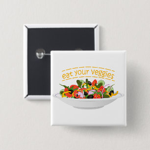 Macaron Carré 5 Cm Mangez vos Légumes Citer salade fraîche mélange bo