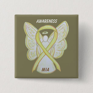 Macaron Carré 5 Cm Manquant dans l'action (MIA) Sensibilisation Ruban