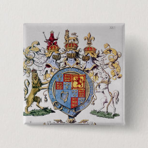 Macaron Carré 5 Cm Manteau des bras du Roi James I de l'Angleterre