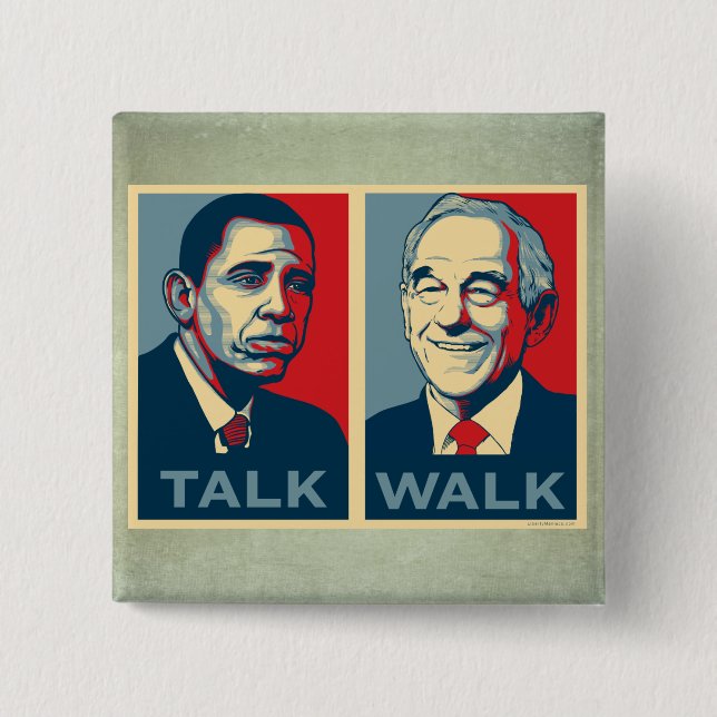 Macaron Carré 5 Cm Marchent le bouton de Ron Paul 2012 d'entretien (Devant)