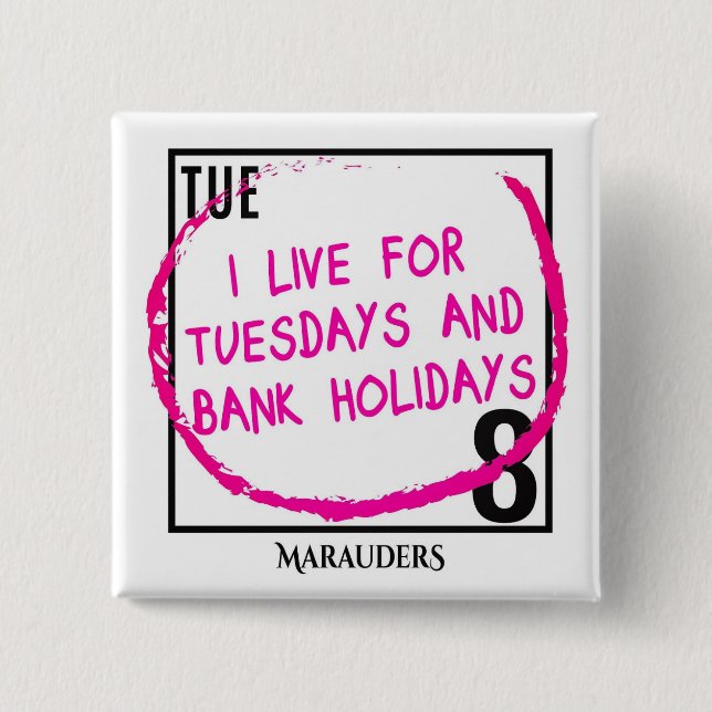 Macaron Carré 5 Cm Mardi et jours fériés (Devant)