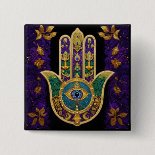 Macaron Carré 5 Cm Mardi Gras Gold violet vert Hamsas Art