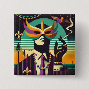 Macaron Carré 5 Cm Mardi Gras M. Death The Smoking Man