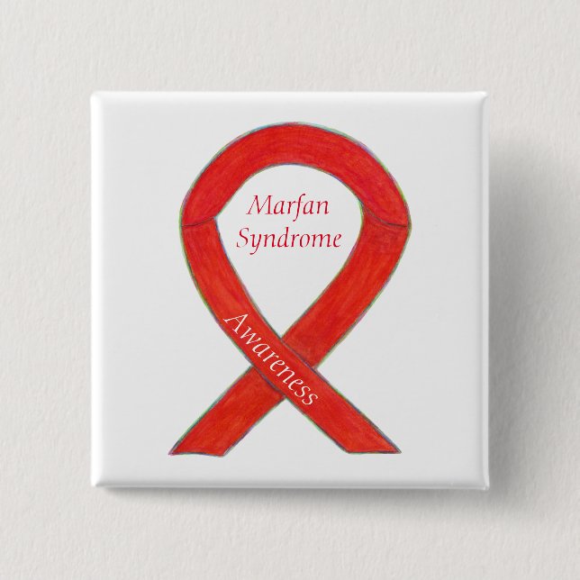 Macaron Carré 5 Cm Marfan Syndrome de sensibilisation Ruban Pins pers (Devant)