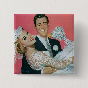 Macaron Carré 5 Cm Mariage vintage Nouveaux mariés, mariée porteuse