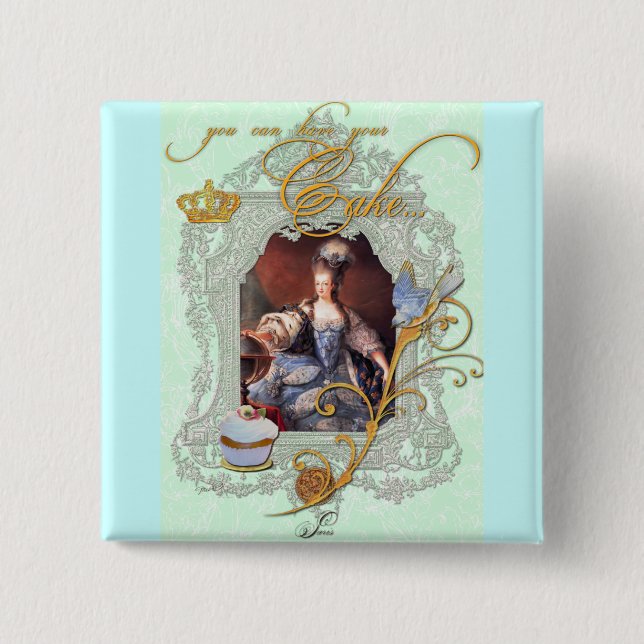 Macaron Carré 5 Cm Marie Antoinette Cupcake et Bluebird (Devant)
