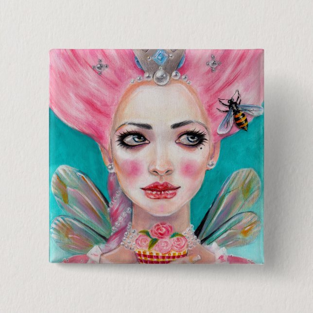 Macaron Carré 5 Cm Marie Antoinette Cupcake Féerie - Queen Bee (Devant)