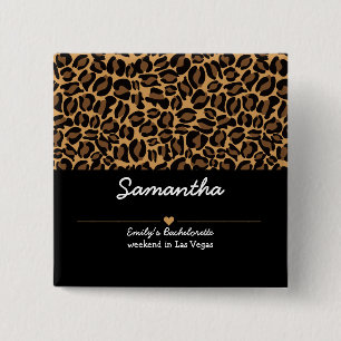 Macaron Carré 5 Cm Mariée Bachelorette Boujee Tendance Imprimé Léopar