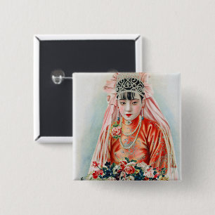 Macaron Carré 5 Cm Mariée en rouge lors d'un mariage chinois à Shangh