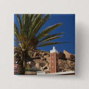 Macaron Carré 5 Cm MAROC, Anti Atlas, TAFRAOUTE Zone : ADAI, rouge