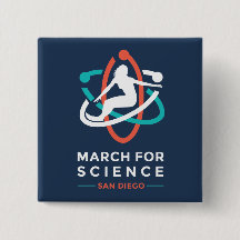 Mars pour la Science : San Diego - bouton carré de