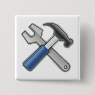 Macaron Carré 5 Cm Marteau et clé