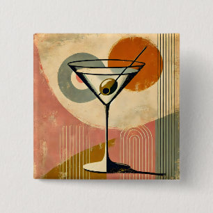 Macaron Carré 5 Cm Martini d'art moderne du milieu du siècle