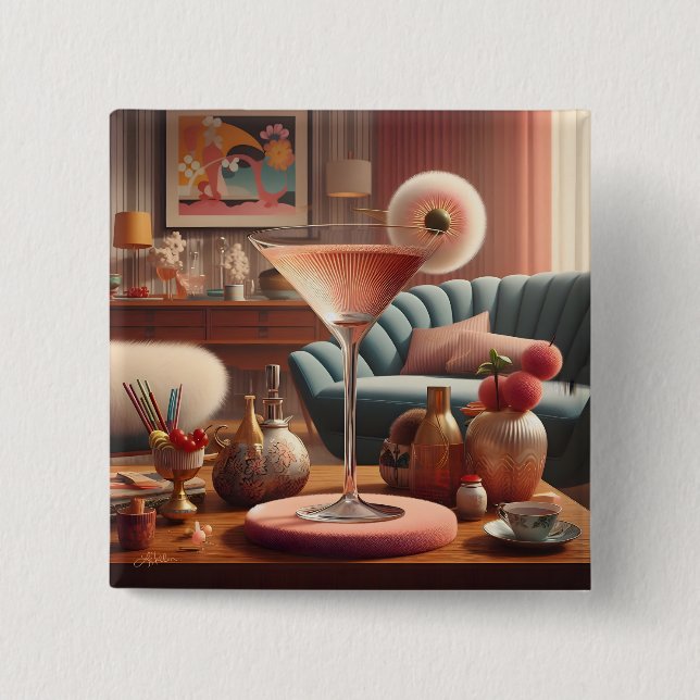 Macaron Carré 5 Cm Martini Fleur de Cerisier Atomique (Devant)