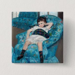 Macaron Carré 5 Cm Mary Cassatt - Petite fille dans un fauteuil bleu
