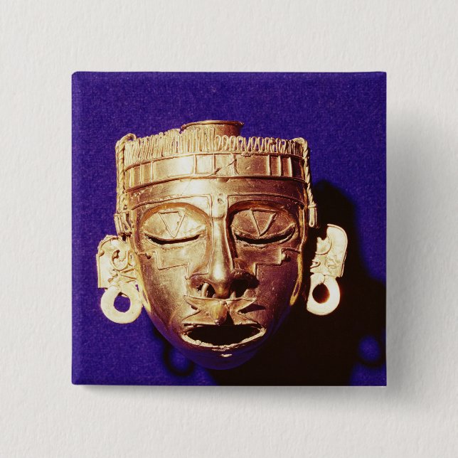 Macaron Carré 5 Cm Masque du dieu Xipe Totec (Devant)