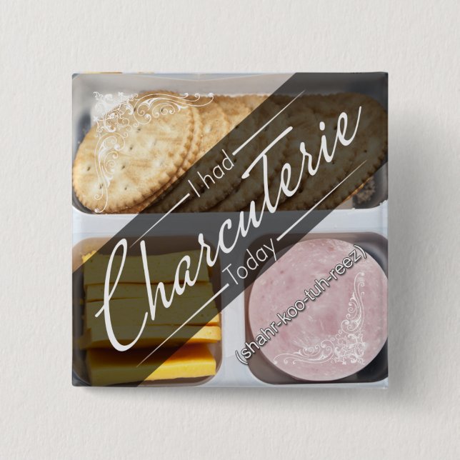 Macaron Carré 5 Cm MBMBAM - J'ai fait se boutonner au charcuterie (Devant)