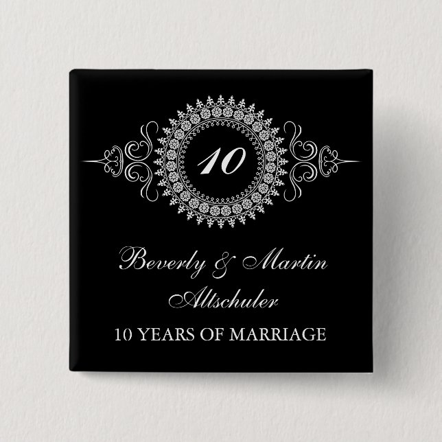 Macaron Carré 5 Cm Médaillon Changer le bouton Numéro Anniversaire (Devant)