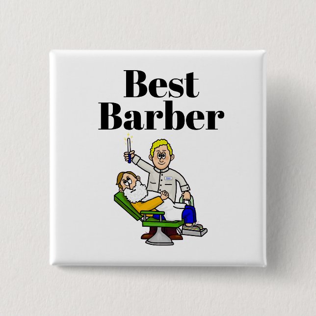 Macaron Carré 5 Cm Meilleur Bouton Barbier - Donner Un Rasage (Devant)