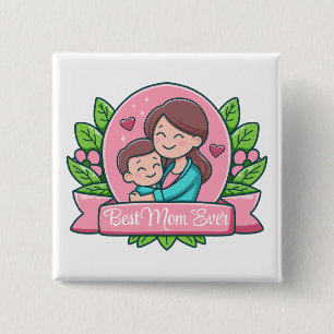 Macaron Carré 5 Cm Meilleure Maman de tous les temps, Maman et Enfant