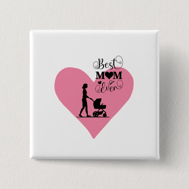 Macaron Carré 5 Cm "Meilleure maman jamais - Moments de coeur" (Devant)