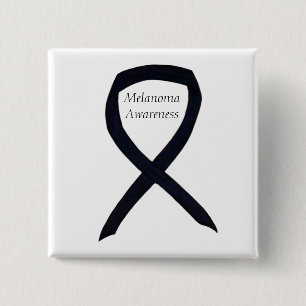 Macaron Carré 5 Cm Melanoma Sensibilisation Ruban Angel Personnalisé