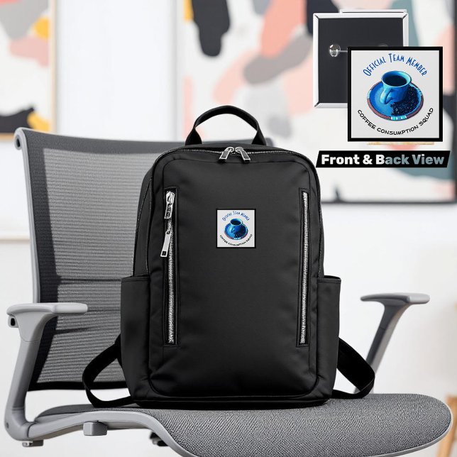 Macaron Carré 5 Cm Membre de l'équipe humoristique du peloton | de (fun square button with front and back view added)