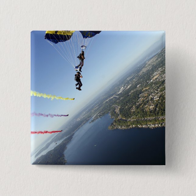 Macaron Carré 5 Cm Membres de l'équipe de parachutistes de la marine  (Devant)