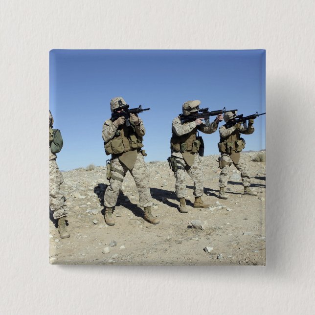 Macaron Carré 5 Cm Membres de l'équipe de transition militaire (Devant)