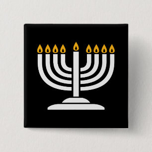 Macaron Carré 5 Cm Menorah - Joyeux cadeau de vacances juives Hanoukk