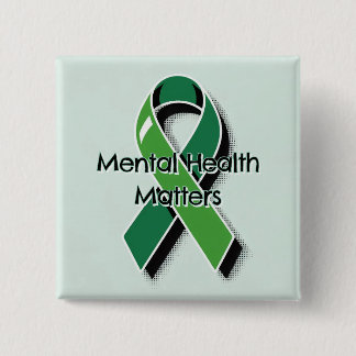 Macaron Carré 5 Cm Mental Health Matters Pop Art Green Ribbon