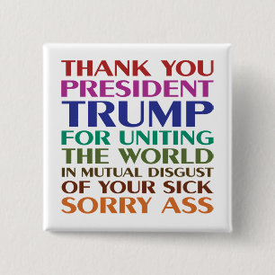 Macaron Carré 5 Cm Merci Président Trump - Anti Trump