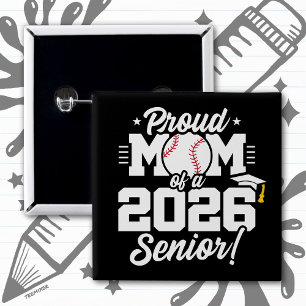 Macaron Carré 5 Cm Mère fière d'un diplômé de baseball 2026