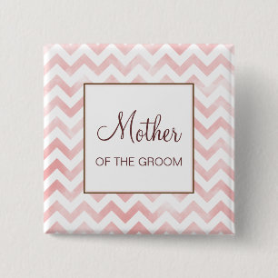 Macaron Carré 5 Cm Mère rose de Chevron du bouton de marié