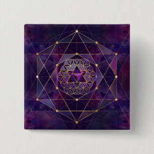 Macaron Carré 5 Cm Merkabah en fleur de vie - Géométrie sacrée